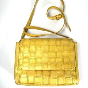 Sharif Woven Yellow Leather Messenger/Crossbody Bag - Vintage